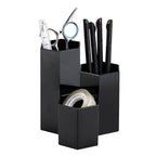 Makeup Brush Holder Organizer, 3 Slot Plastic Cosmetics Brushes Pen Storage Solution, Black