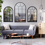 Wall Mirror Window Decorative Mirrors Arched Farmhouse for Living Room Bedroom Entryway Bathroom Vanity (Black,41.3”X 24” X1”)