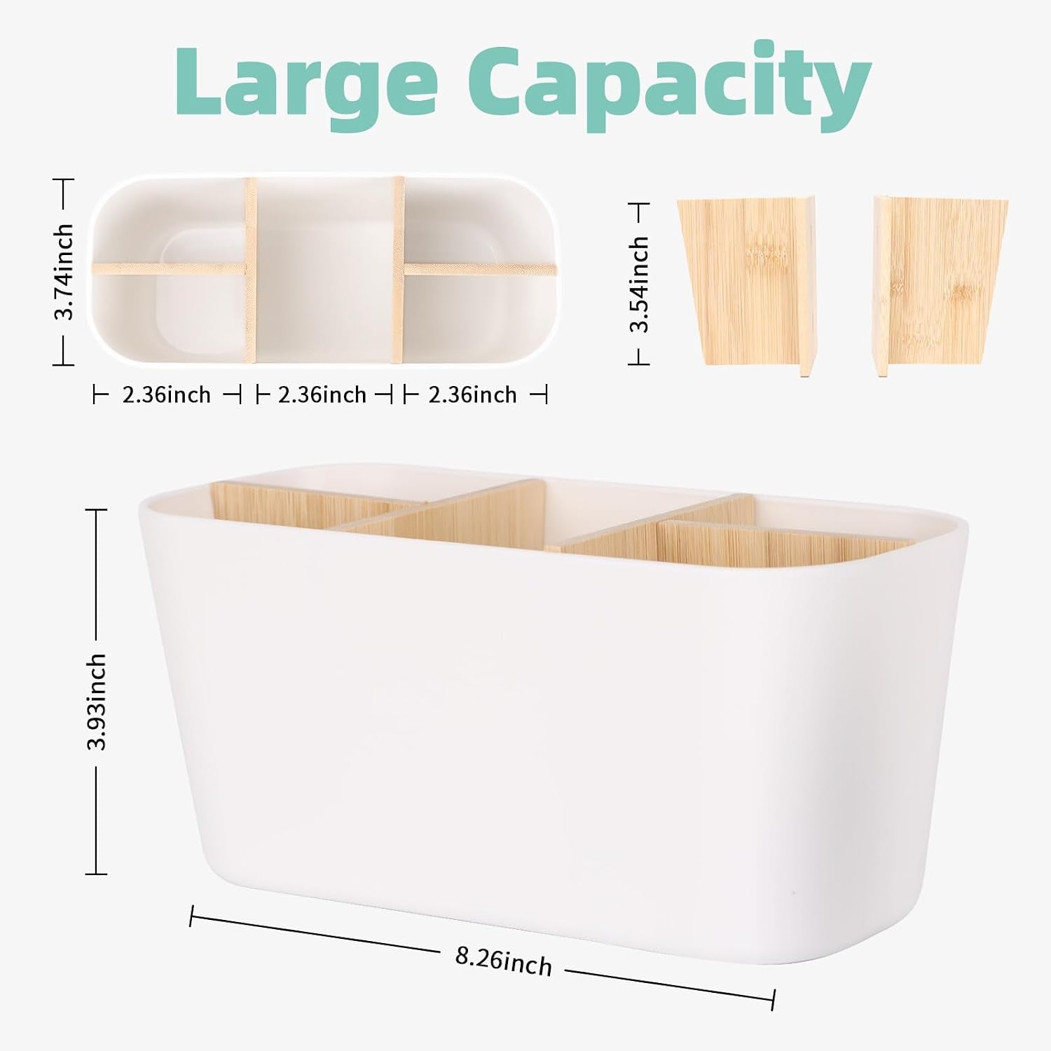 Toothbrush Holders for Bathrooms Bamboo Toothbrush and Toothpaste Holder Electric Tooth Brush Holder Large Toothbrush Organizer for Bathroom Countertop Detachable Toothbrush Storage