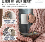 Chunky Knit Blanket Throw - 50"X60" 3.7 Lbs.- Soft Chenille Yarn Knitted Blanket -Machine Washable Crochet Blanket - Handmade Cable Knit Throw Blanket for Couch, Bed (Blush Pink)