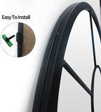 Wall Mirror Window Decorative Mirrors Arched Farmhouse for Living Room Bedroom Entryway Bathroom Vanity (Black,41.3”X 24” X1”)
