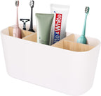 Toothbrush Holders for Bathrooms Bamboo Toothbrush and Toothpaste Holder Electric Tooth Brush Holder Large Toothbrush Organizer for Bathroom Countertop Detachable Toothbrush Storage